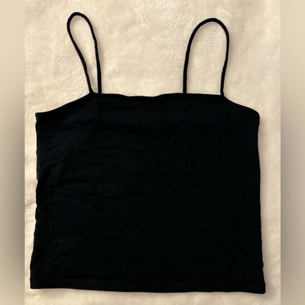 Wild fable - Woman’s plain spaghetti strap crop top: Black - Large;white - Large